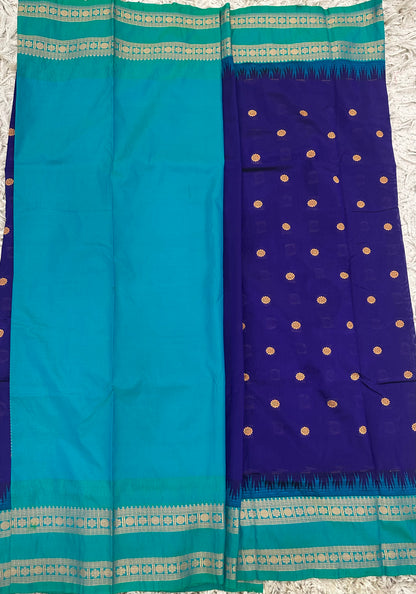 Ilkal pattu small buta with gap border saree