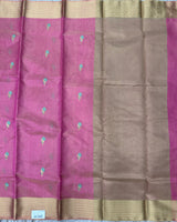 Pink Chanderi Tissue Pattu Saree with Kanchi Border