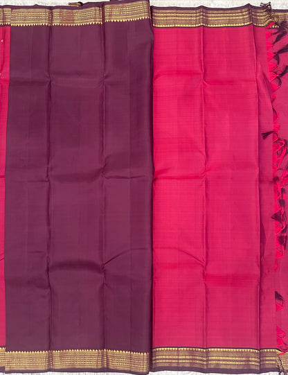 Maroon small border kanjivaram pattu saree