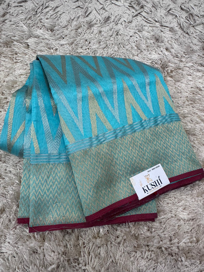 Blue Chanderi pattu saree