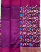 Magenta allover Chanderi  pattu saree