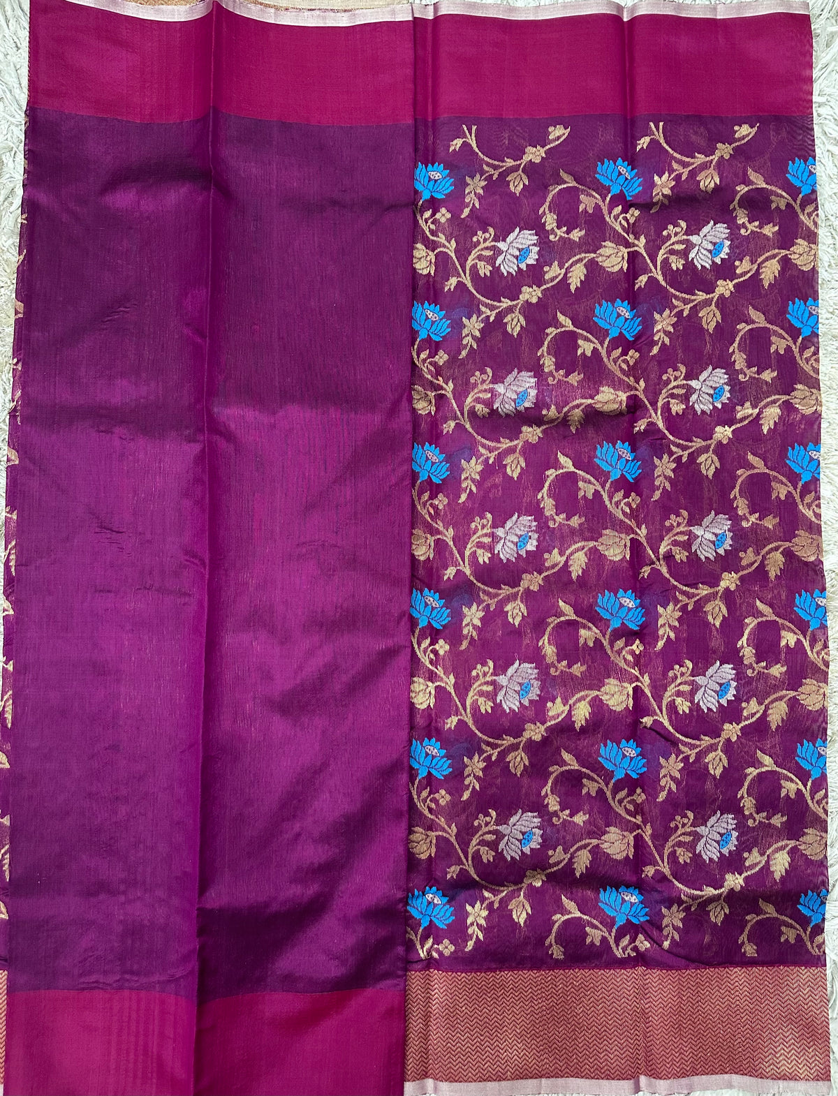 Magenta allover Chanderi  pattu saree