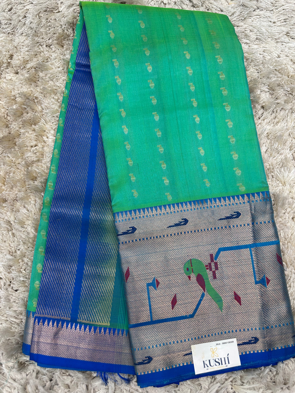Green Venkatgiri Pattu with Paithani Border Saree