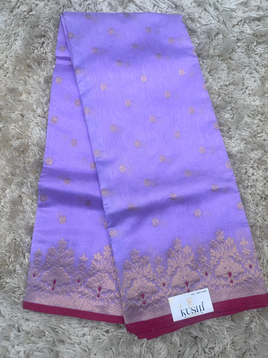 Lavender Chanderi pattu saree