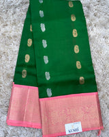 Green Venkatgiri Pattu Saree with Kanchi Border