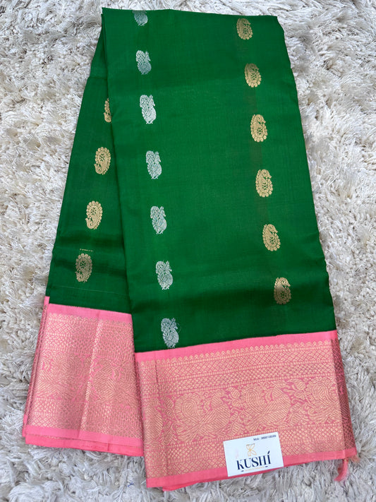 Green Venkatgiri Pattu Saree with Kanchi Border