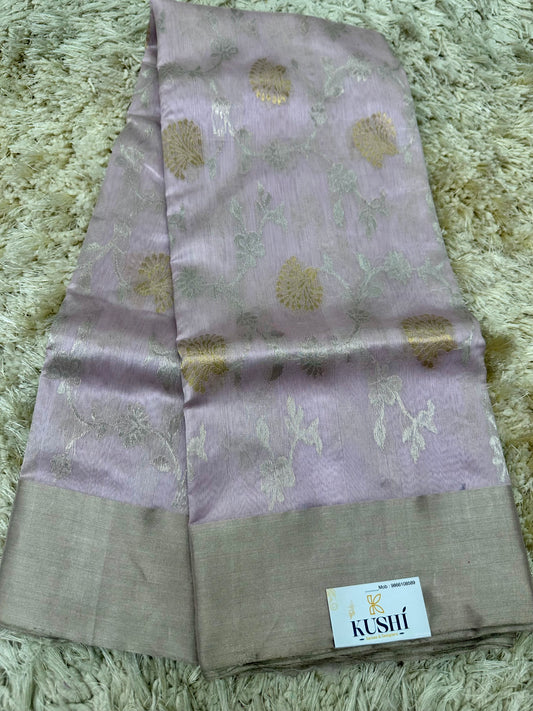 Lavender Chanderi pattu Allover saree