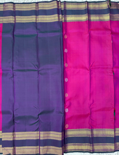 Pink gap border kanjivaram pattu saree