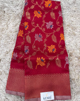 Red Chanderi Pattu Allover Saree