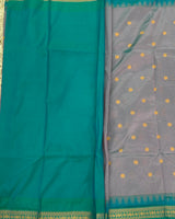 Ilkal pattu small buta with gap border saree