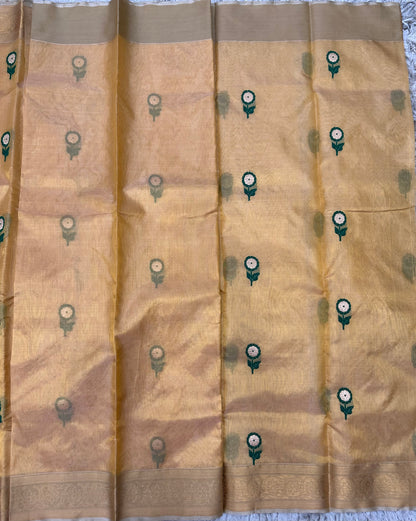 Gold Chanderi Tissue Pattu Saree
