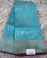 Blue Chanderi pattu saree