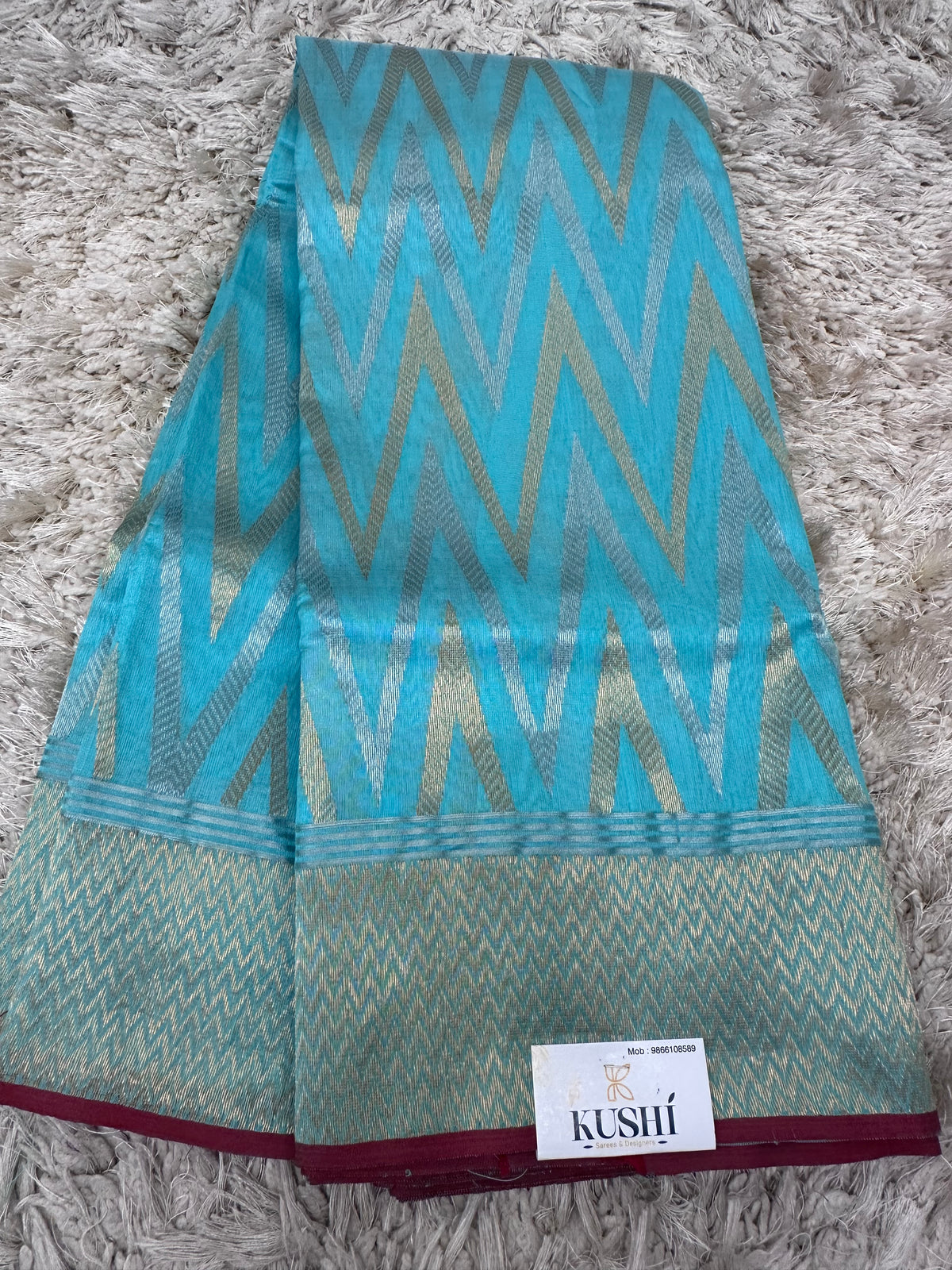 Blue Chanderi pattu saree