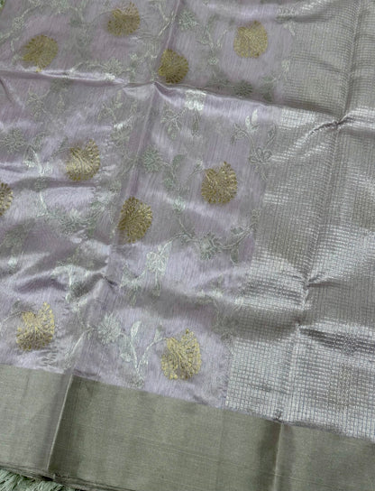 Lavender Chanderi pattu Allover saree