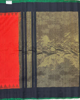 Red checks with plain border Gadwal pattu saree