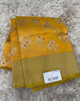 Yellow Allover Chanderi pattu saree