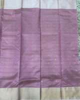 Dark onion pink Chanderi pattu saree with checks buta
