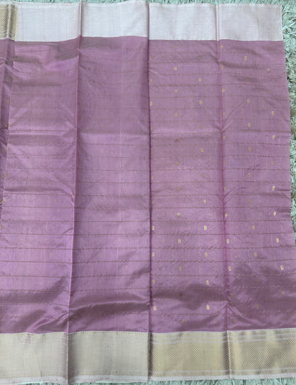 Dark onion pink Chanderi pattu saree with checks buta