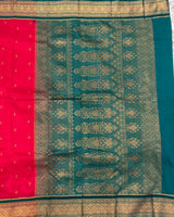 Ilkal pattu small buta with temple Border saree