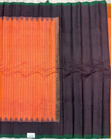 Gadwal pattu checks with plain temple border saree