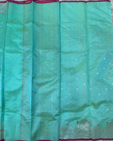 Sea green Chanderi pattu saree