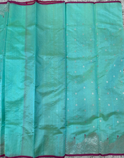 Sea green Chanderi pattu saree