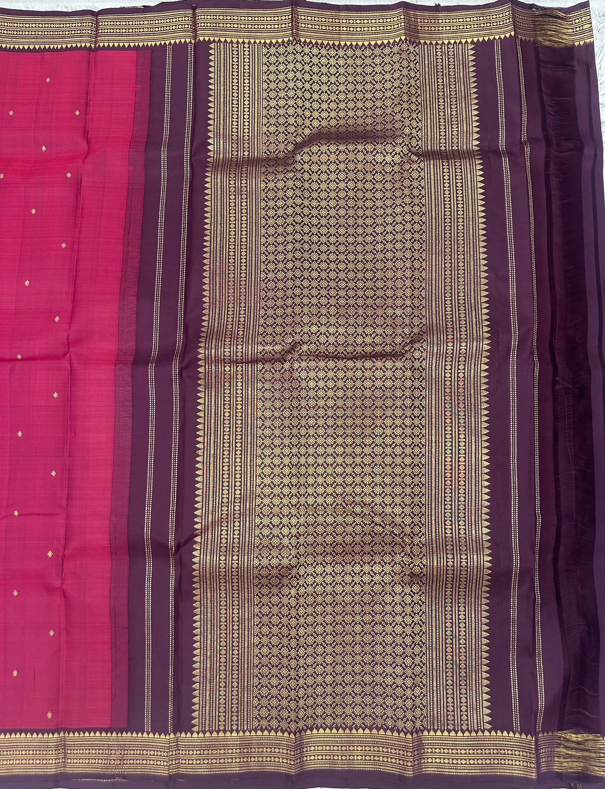 Maroon small border kanjivaram pattu saree