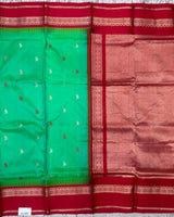 Green with Red Venkatgiri Pattu Gap Border Saree