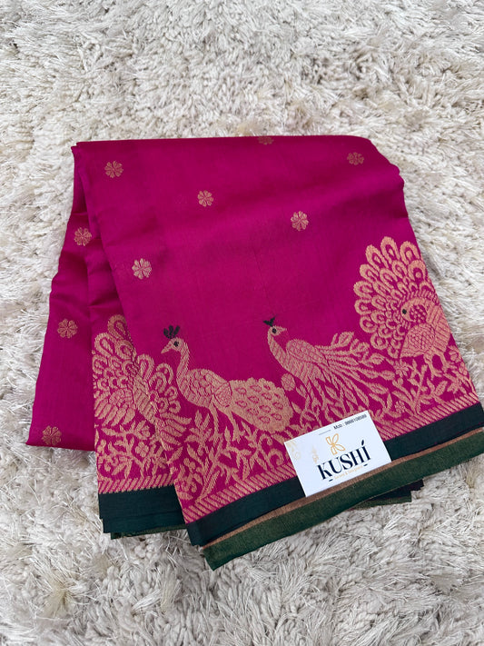Pink Chanderi pattu saree