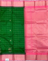 Green Venkatgiri Pattu Saree with Checks