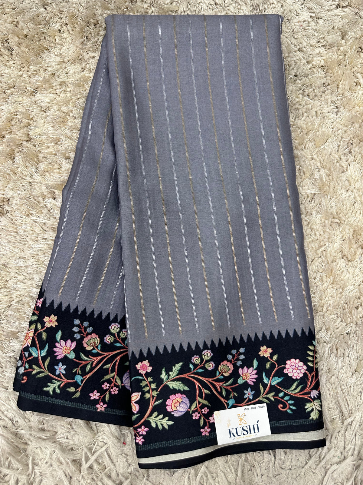 Fancy Soft Tussure Saree with Floral Border Saree