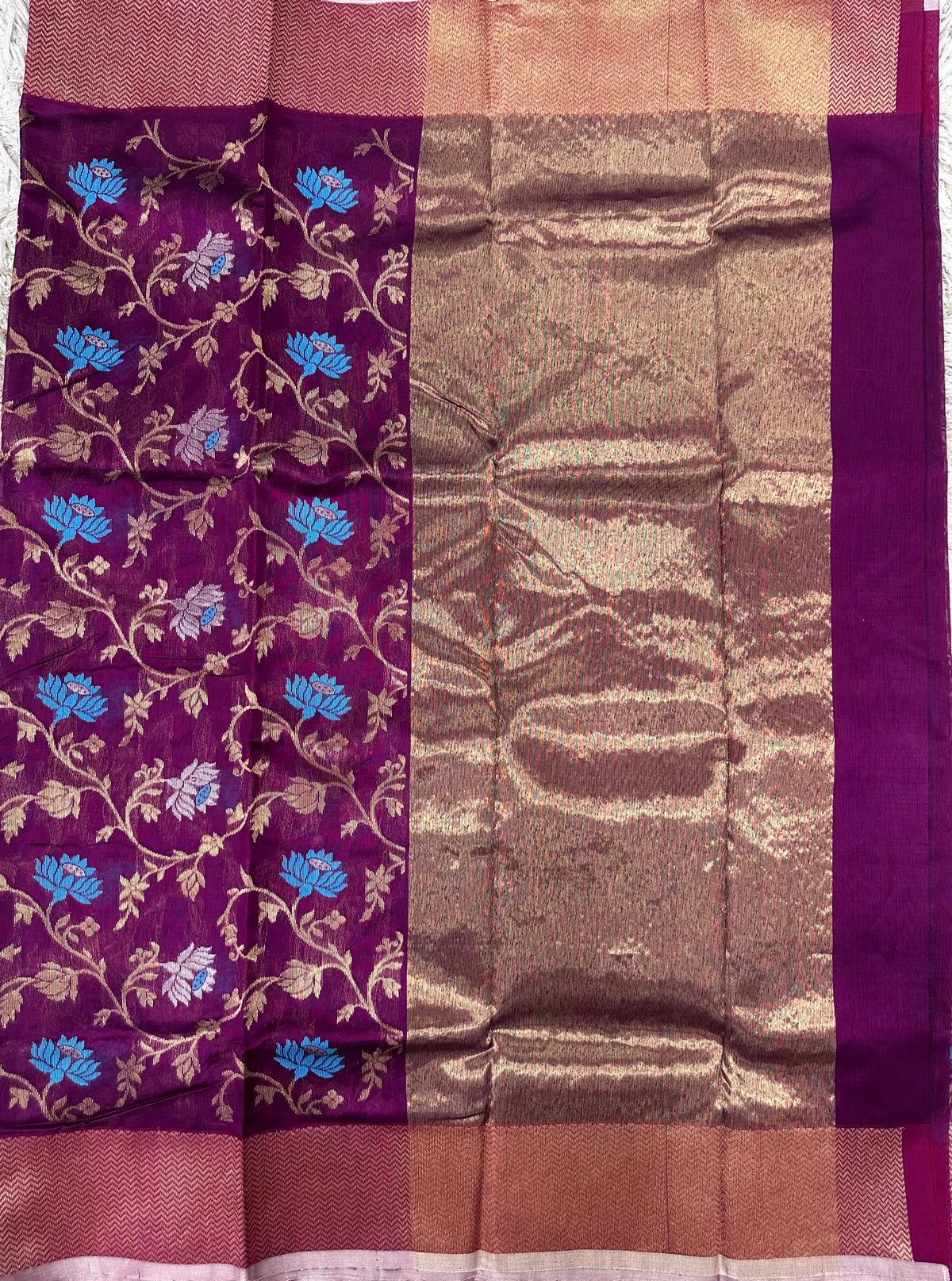 Magenta allover Chanderi  pattu saree