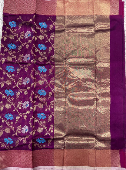 Magenta allover Chanderi  pattu saree