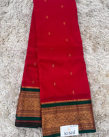 Ilkal pattu small buta with temple Border saree