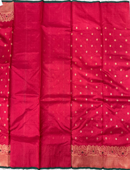 Red Chanderi pattu saree