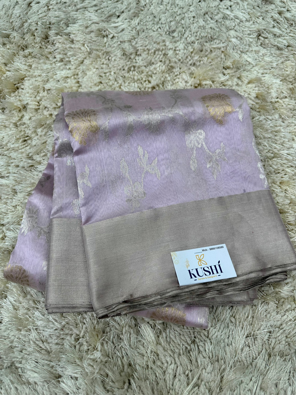 Lavender Chanderi pattu Allover saree