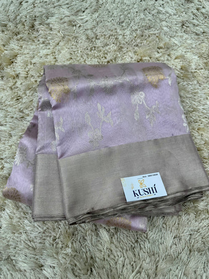 Lavender Chanderi pattu Allover saree