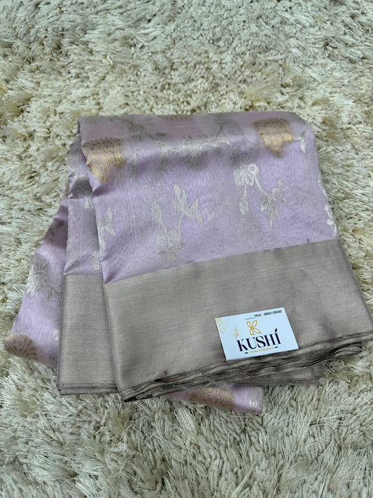 Lavender Chanderi pattu Allover saree