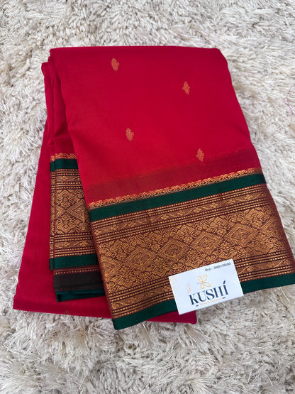 Ilkal pattu small buta with temple Border saree