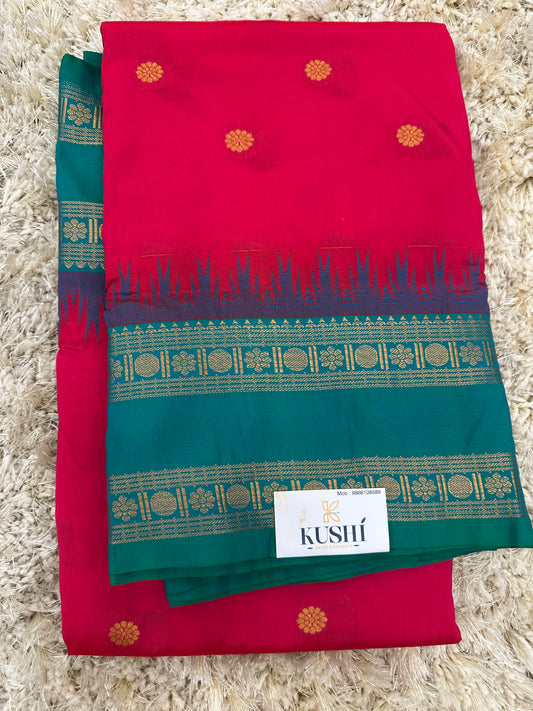 Ilkal pattu small buta with gap border saree