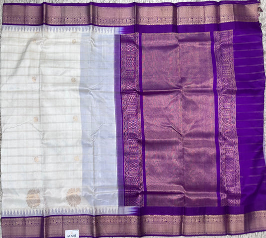 Cream Venkatgiri Pattu Saree with Checks