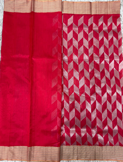 Red Chanderi pattu sraee