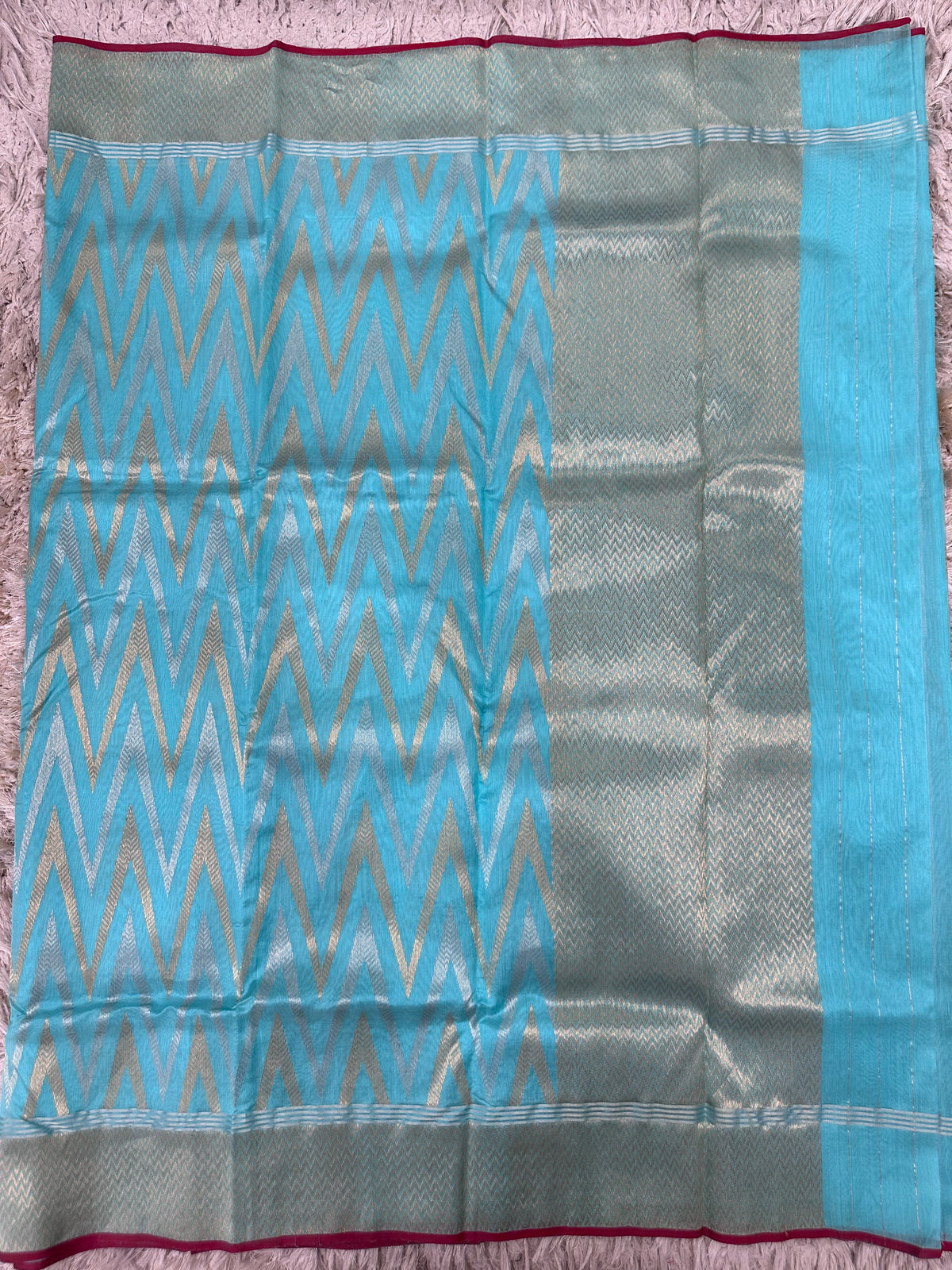 Blue Chanderi pattu saree