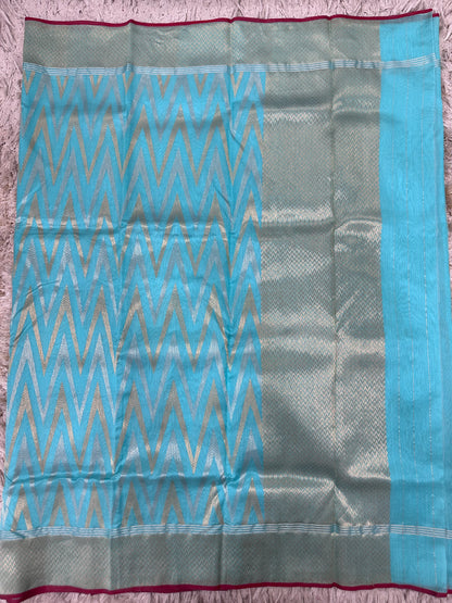 Blue Chanderi pattu saree