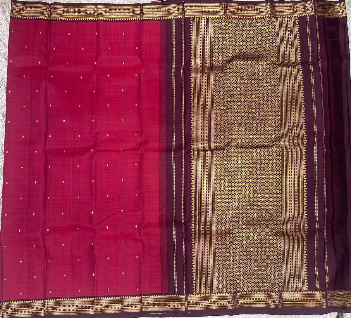 Maroon small border kanjivaram pattu saree