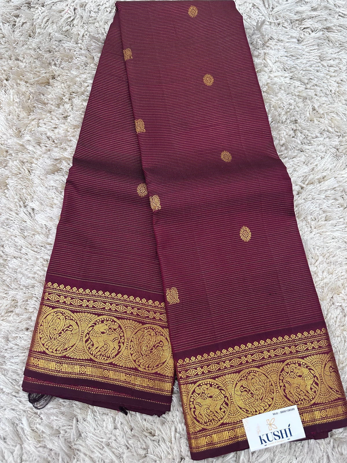 Maroon vaira oosi kanjivaram pattu saree