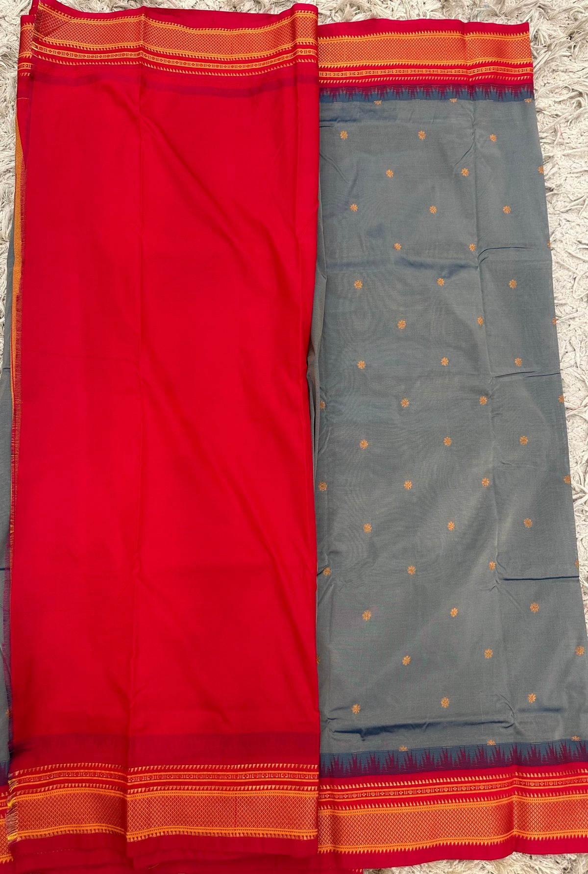 Ilkal pattu small buta with temple Border saree