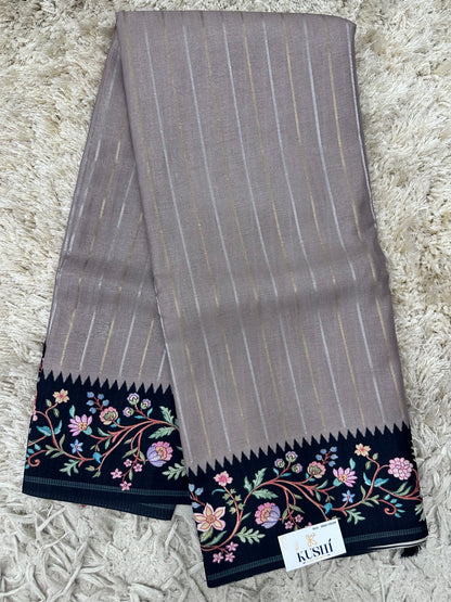 Fancy Soft Tussure Saree with Floral Border Saree