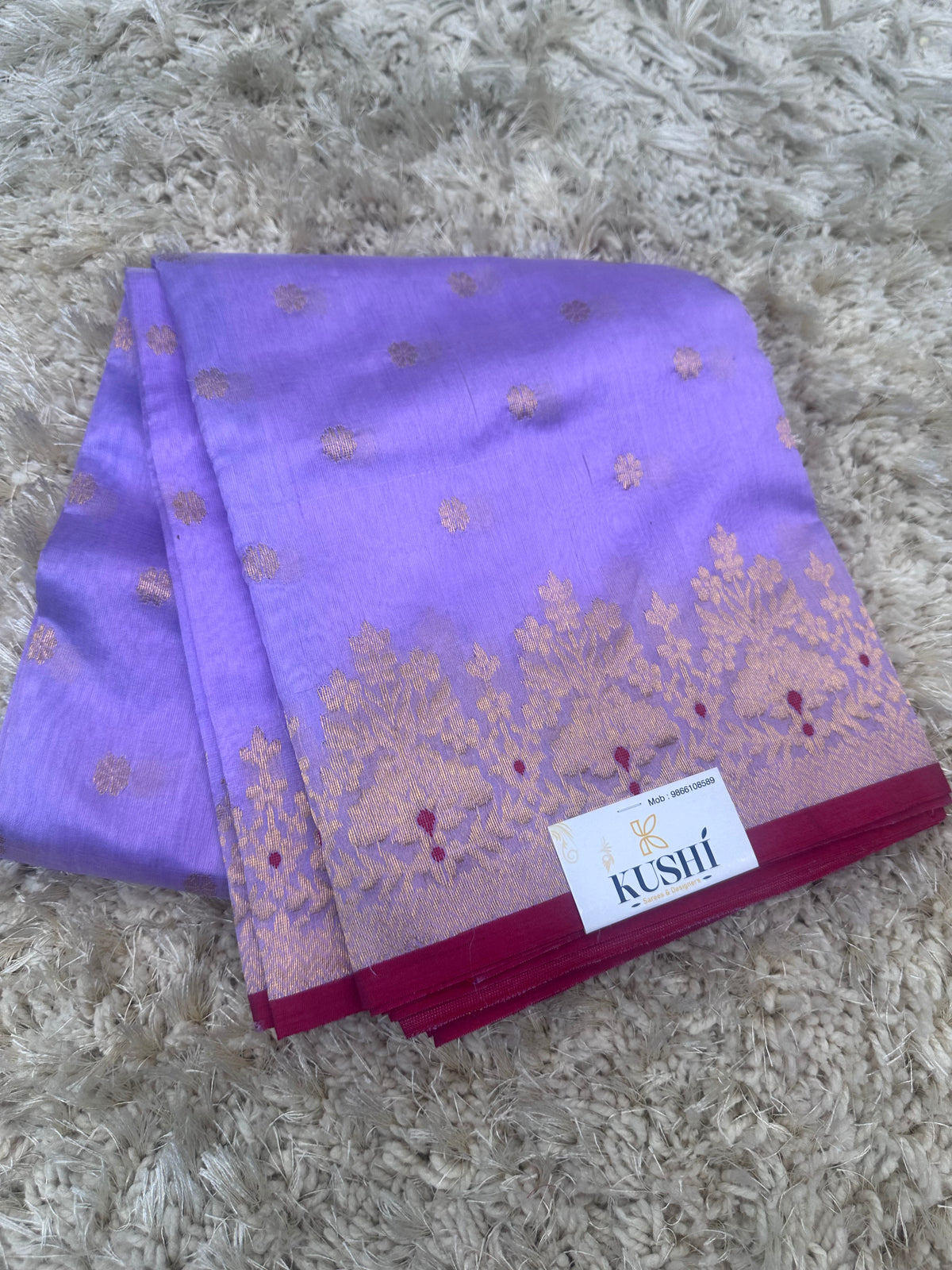 Lavender Chanderi pattu saree
