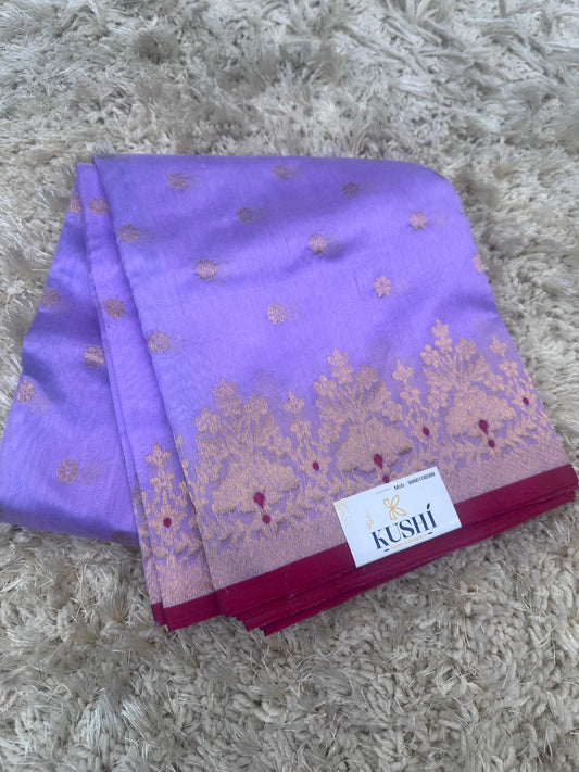 Lavender Chanderi pattu saree